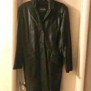 Adler Collection  Knee Length Leather Coat, Size M